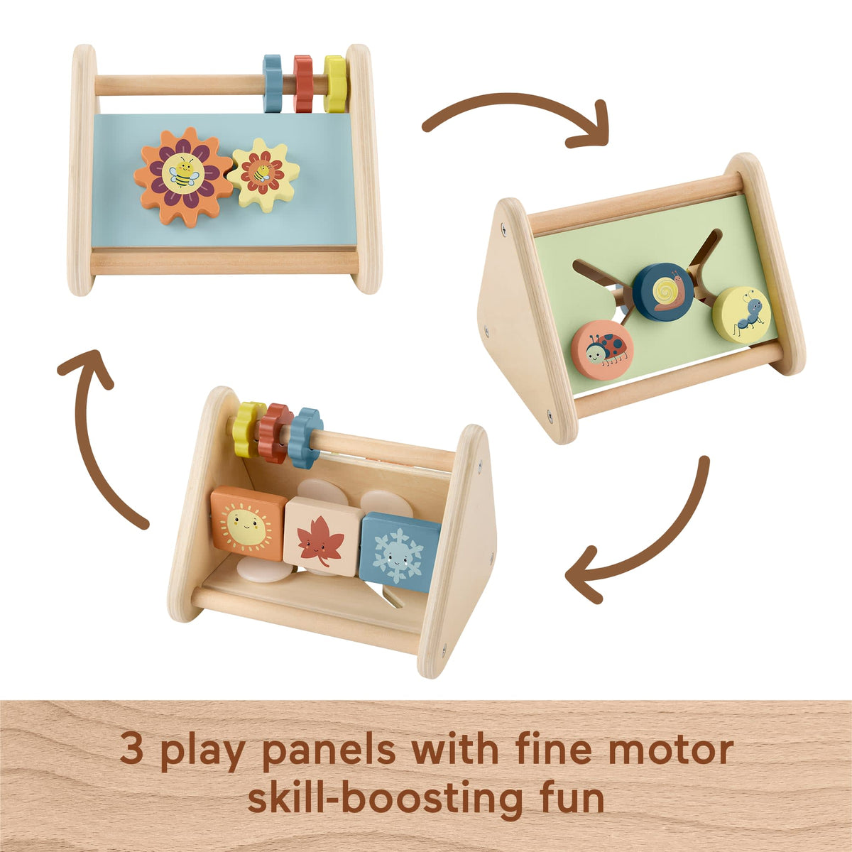 Fisher-Price Wooden Play Time Triangle, 3-Sided Fine Motor Activity Toy For Baby, 1 Wood Piece