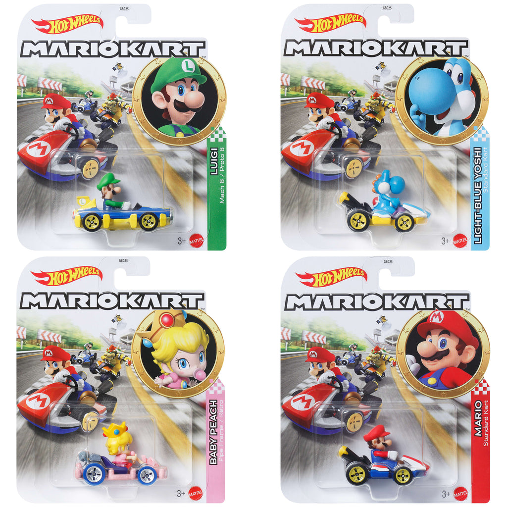 Hot Wheels Mario Kart Veículo de Brinquedo Coleção de Personagens Surpresa