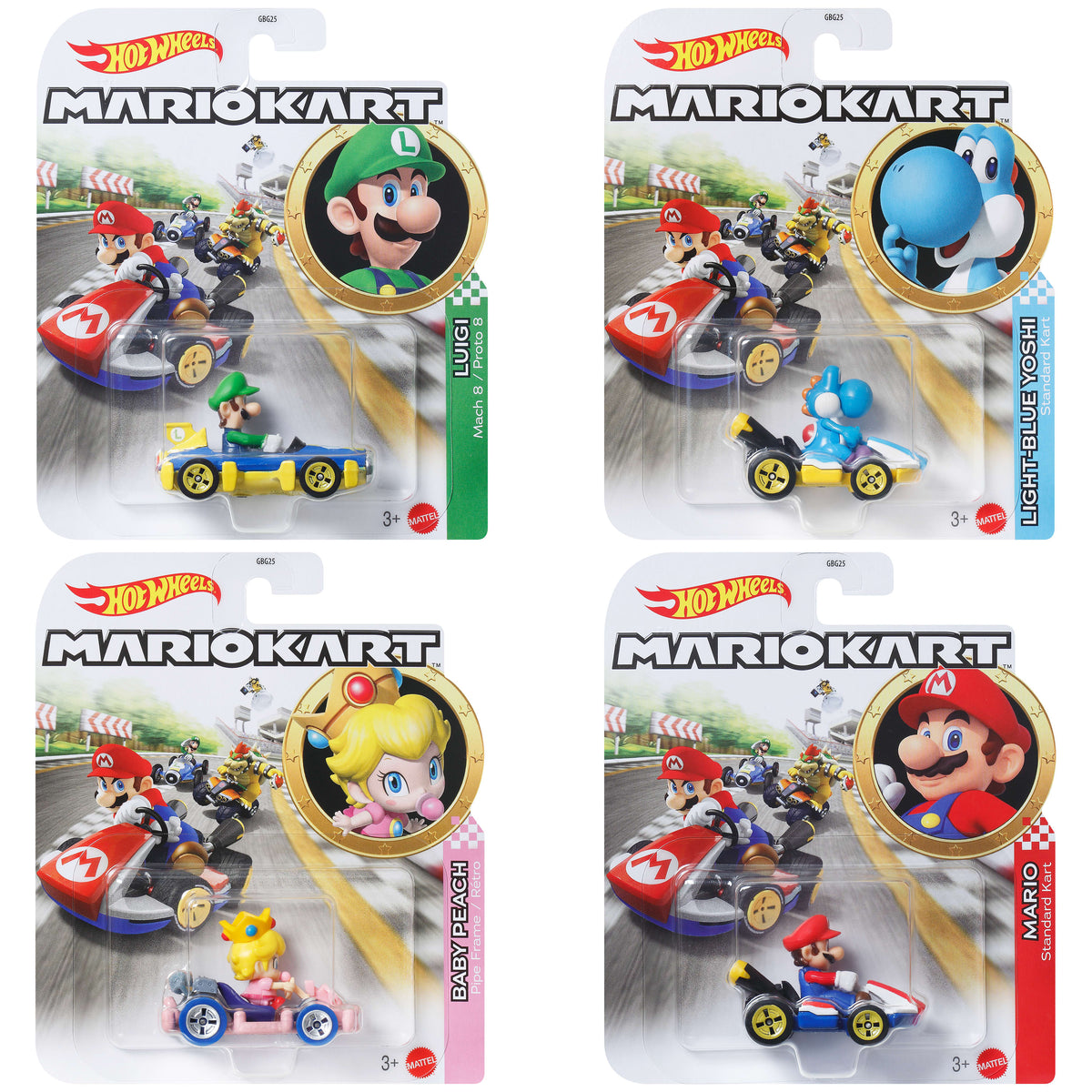 Hot Wheels Mario Kart Veículo de Brinquedo Coleção de Personagens Surpresa