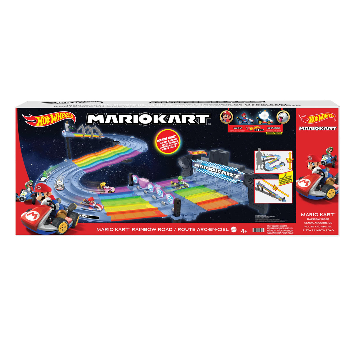 Hot Wheels Mario Kart Rainbow Road Raceway Set With 2 1:64 Scale Vehicles