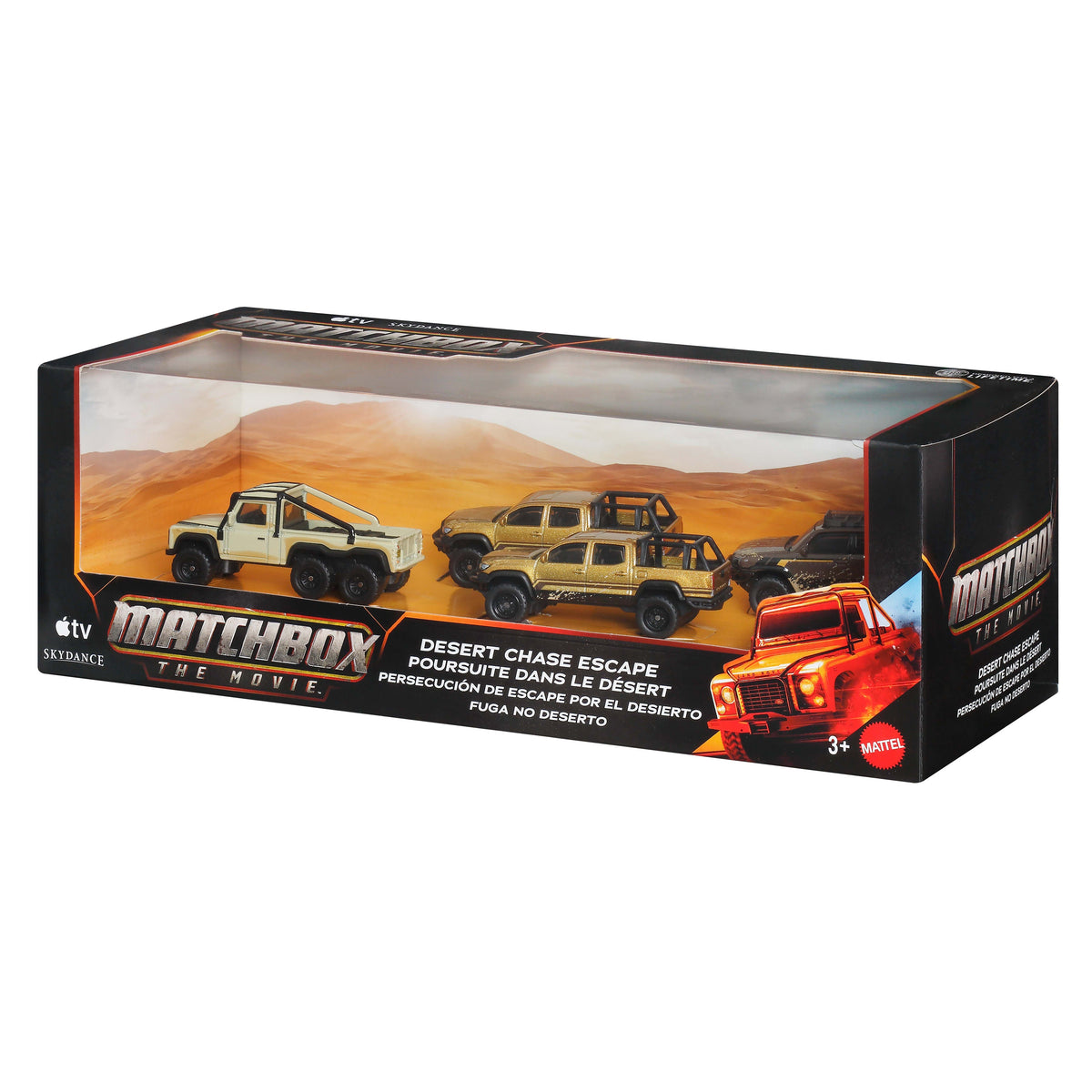 Matchbox Desert Chase Escape 4-Pack Of 1:64 Scale Die-Cast Vehicles From The Movie, Collectible Set