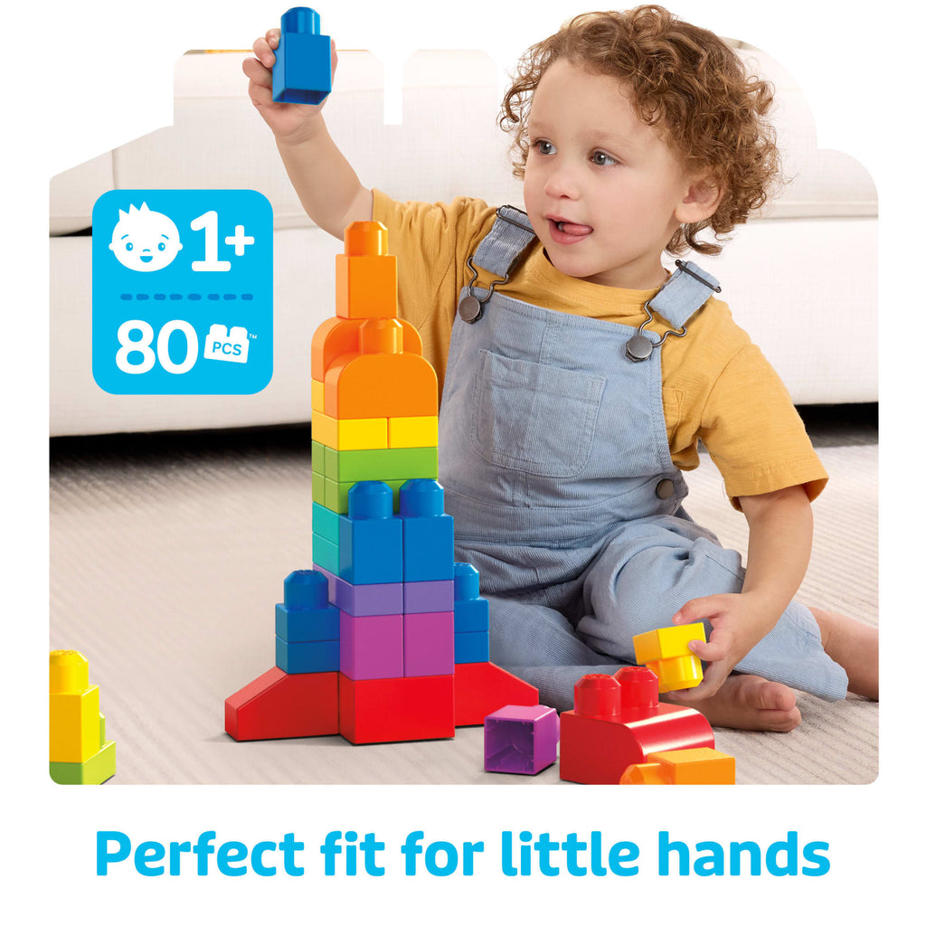 MEGA BLOKS First Builders Big Building Bag Toy Blocks With Storage Bag (80 Pieces) For Toddler