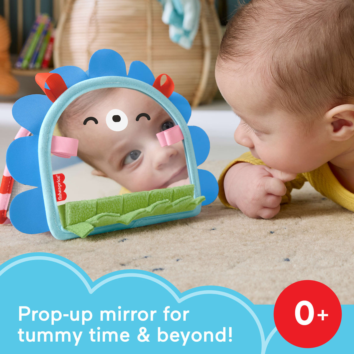 Fisher-Price Prop 'n Go Portable Mirror Baby Tummy Time Sensory Activity Toy For Newborns