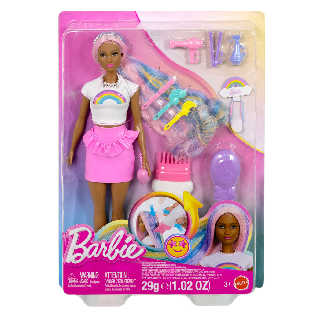 Barbie Rainbow Sparkle Hair Fashion Doll With Extra-Long Hair And 12 Styling Accessories