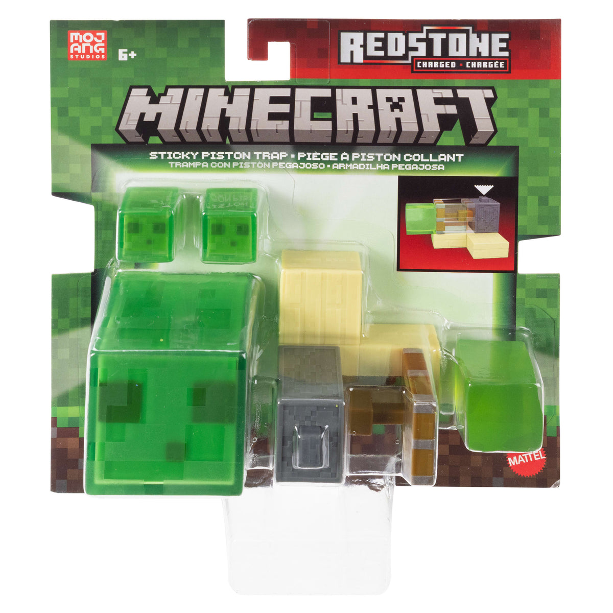Minecraft Redstone Charged Sticky Piston Trap Set With Action Figure, Accessories & Moving Mechanism