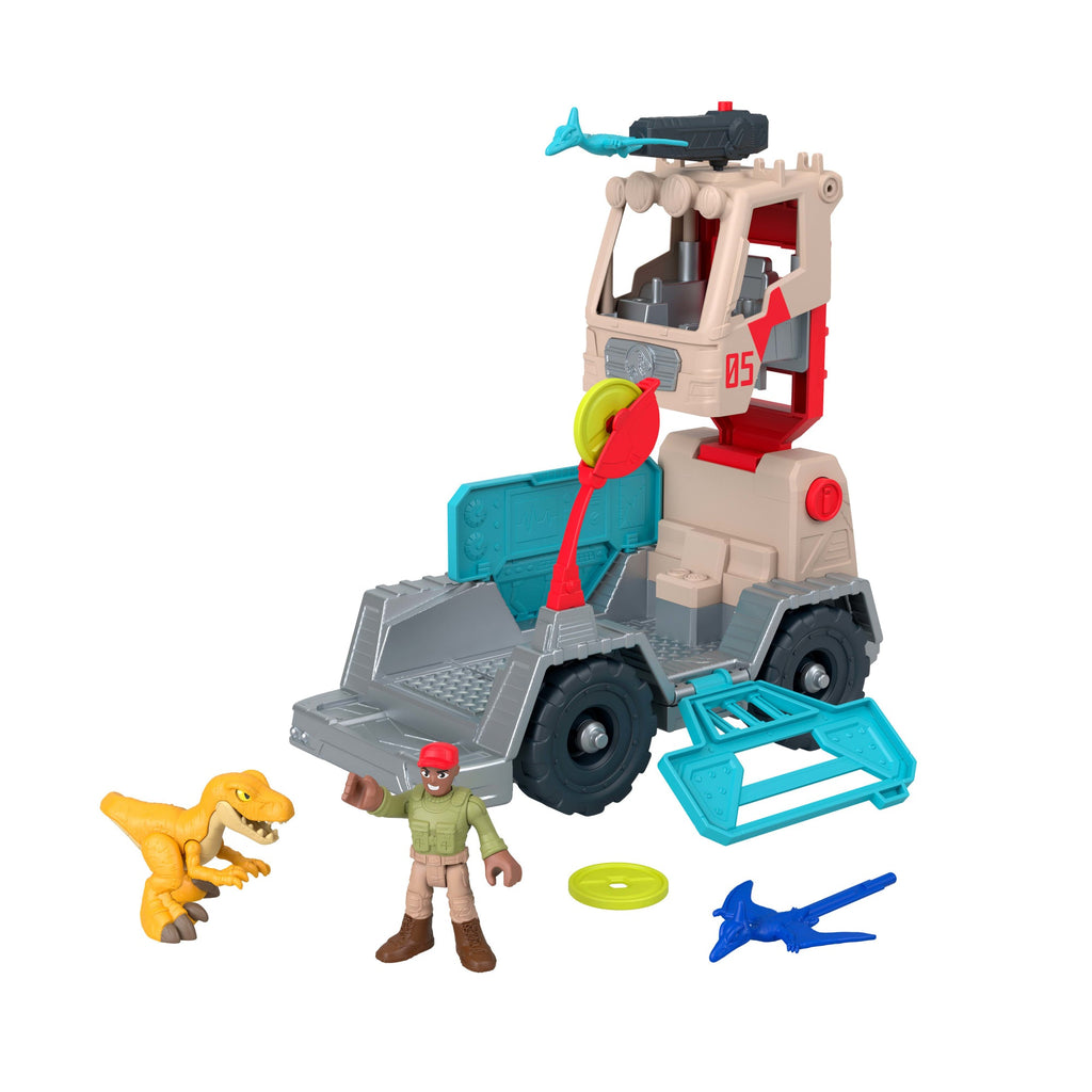 Imaginext Jurassic World Trek ‘n Transform Toy Vehicle Play Set With Dinosaur, Figure & Projectile