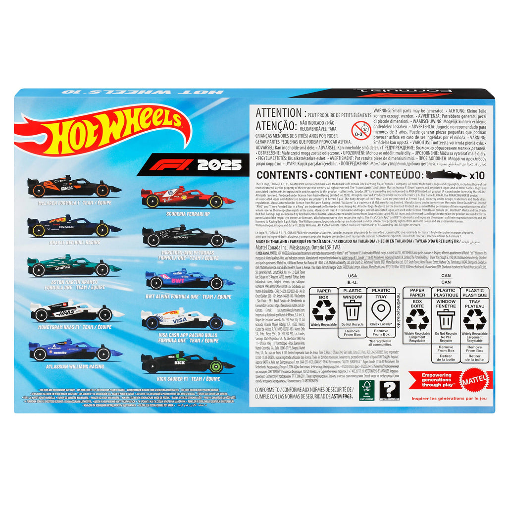 Hot Wheels-Coffret 10 Voitures de Formule 1