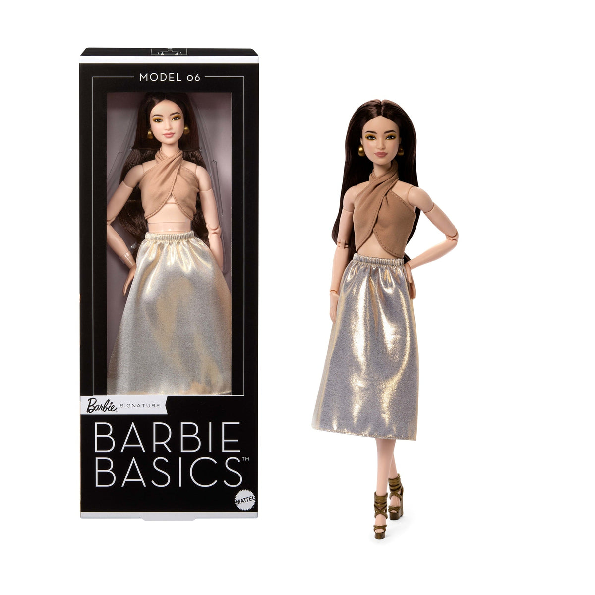 Barbie Signature Barbie Basics Falda Dorada