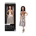 Barbie-Poupée Barbie Basics Modèle 06-Cheveux Bruns et Habits Dorés