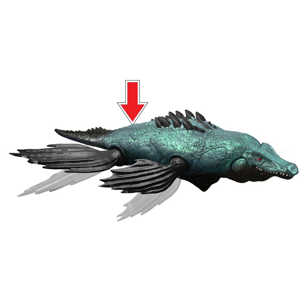 Jurassic World Gigantic Thrashers Liopleurodon Dinosaur Action Figure Toy, 2 Attacks & Evolve Feature