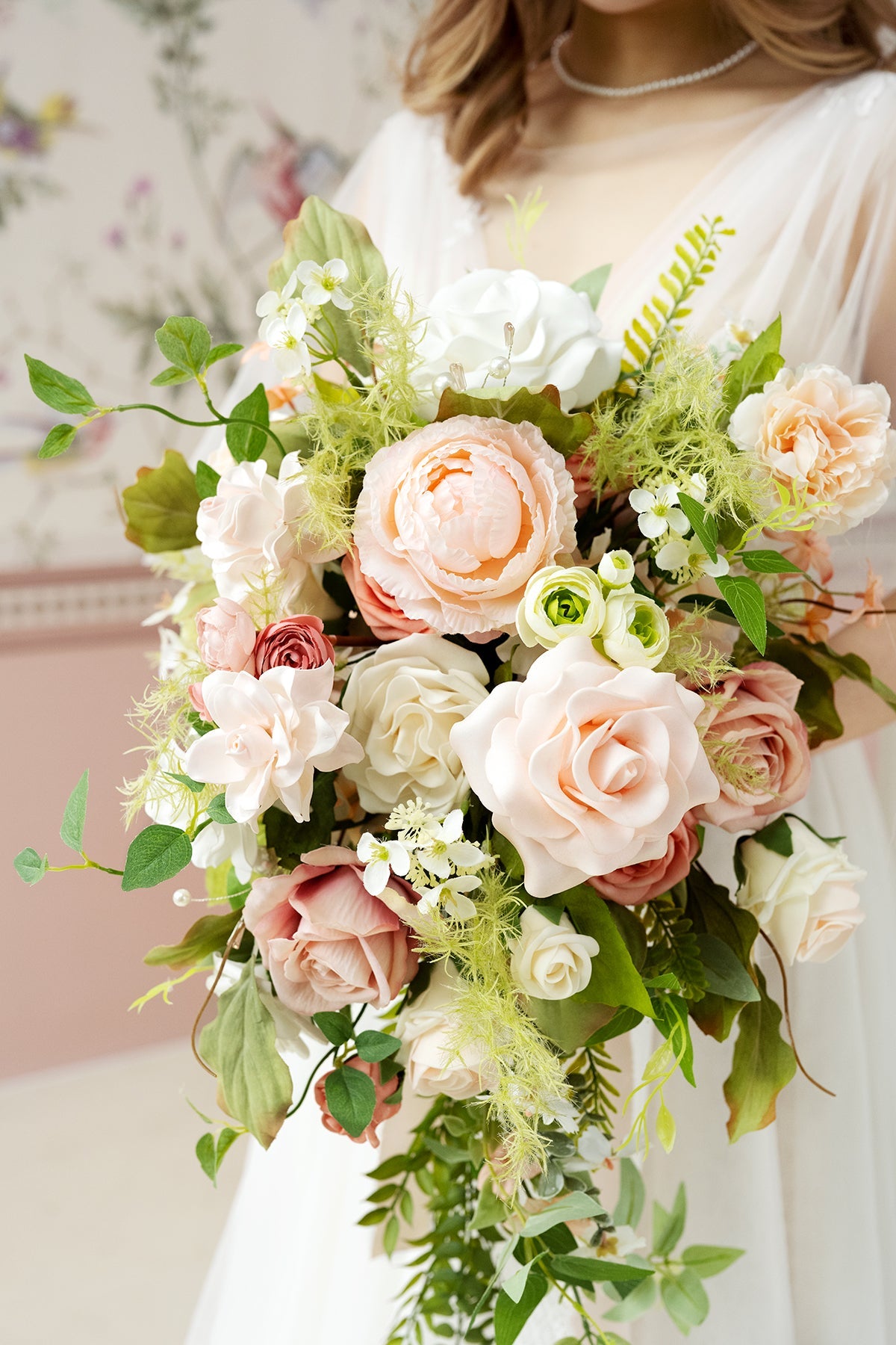 Medium Cascade Bridal Bouquet in Garden Blush
