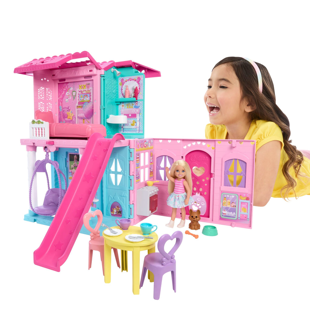 Barbie Chelsea Pop-Up Doll House With Doll & 15+ Accessories, House Expands To 17+ X 13+ inches