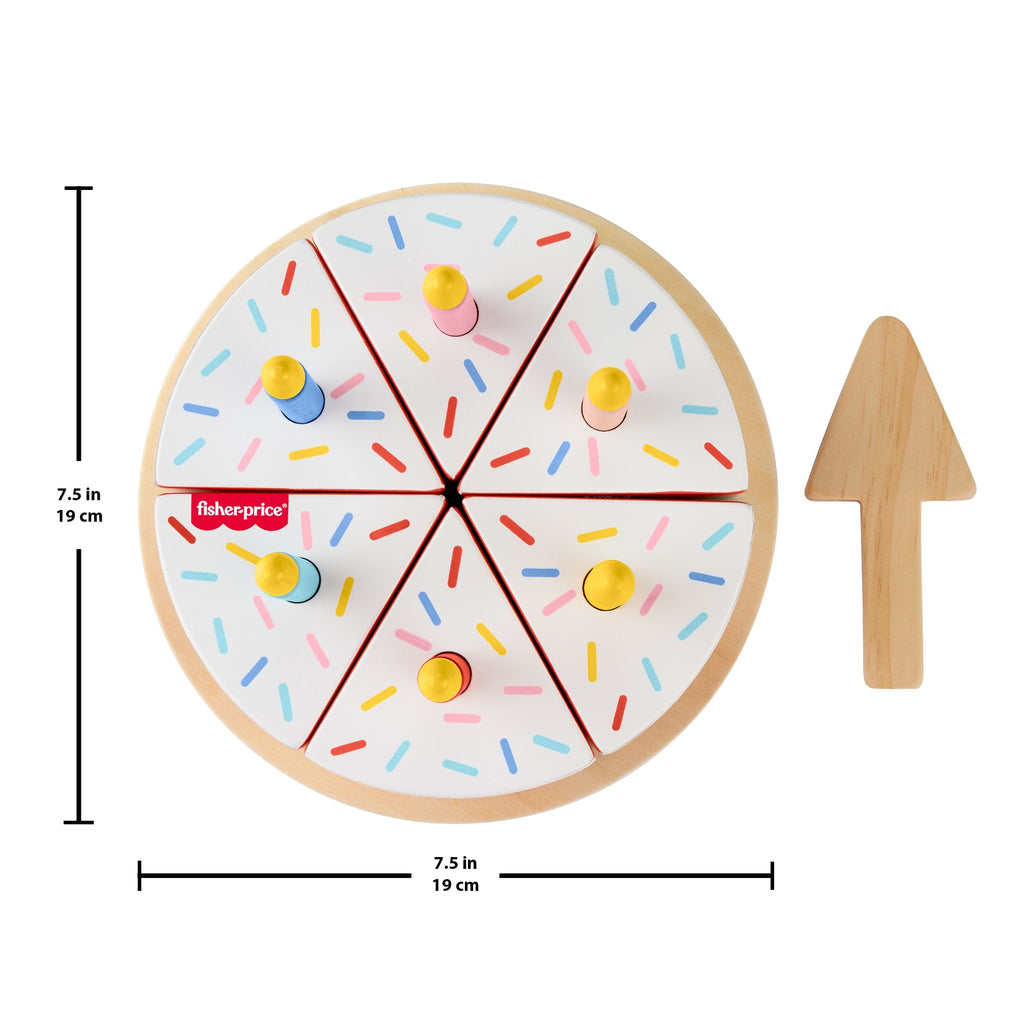 Fisher-Price Wooden Cake, Pretend Food Decorating Set For Preschool Kids, 14 Wood Pieces