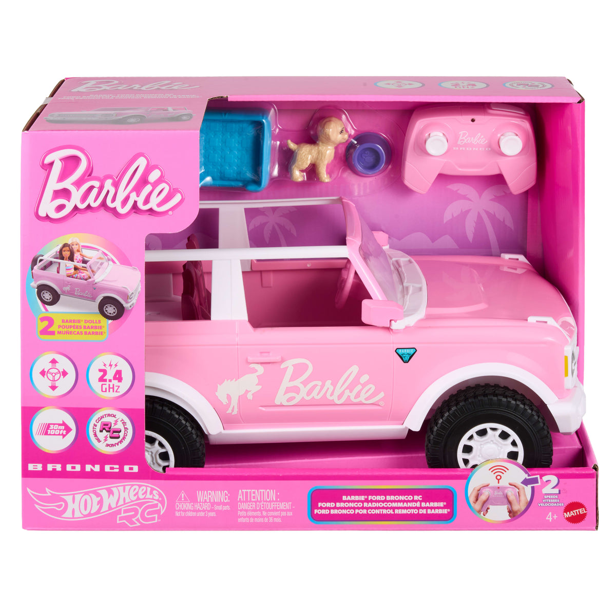 Hot Wheels RC Barbie Ford Bronco RC, Battery-Powered Remote-Control Toy Car With Accessories