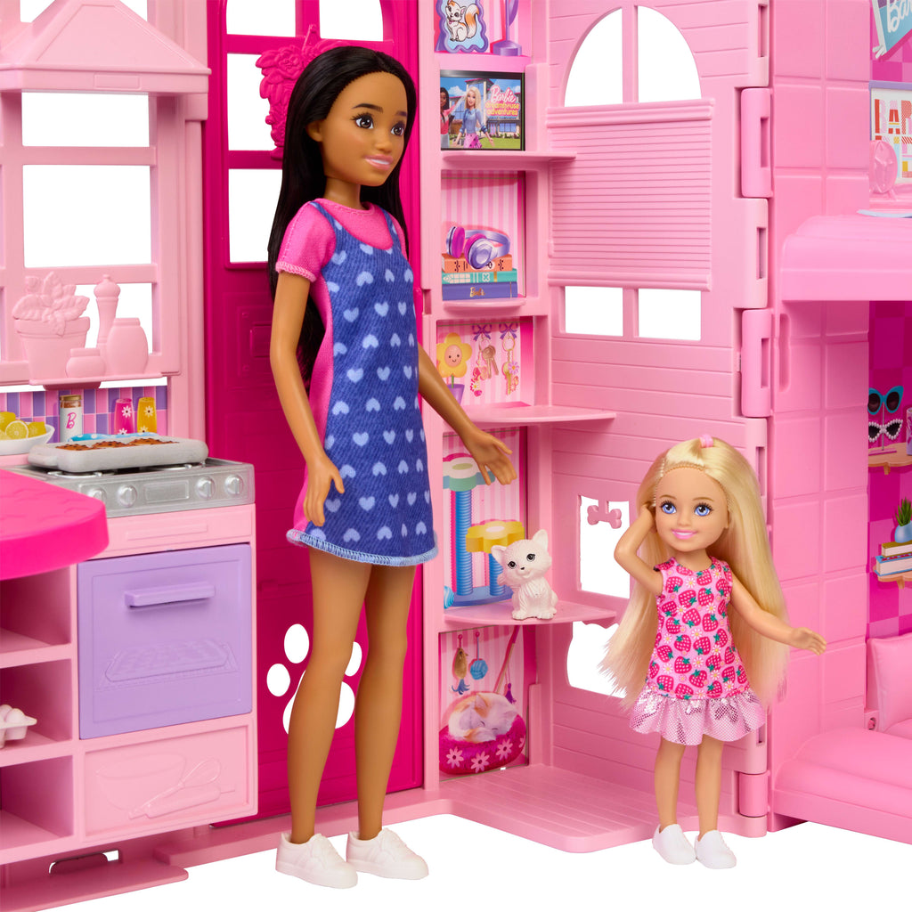 Barbie Weekend Escape House, Dollhouse Playset With Doll, 10 Accessories, 4 Play Areas, & Kitten