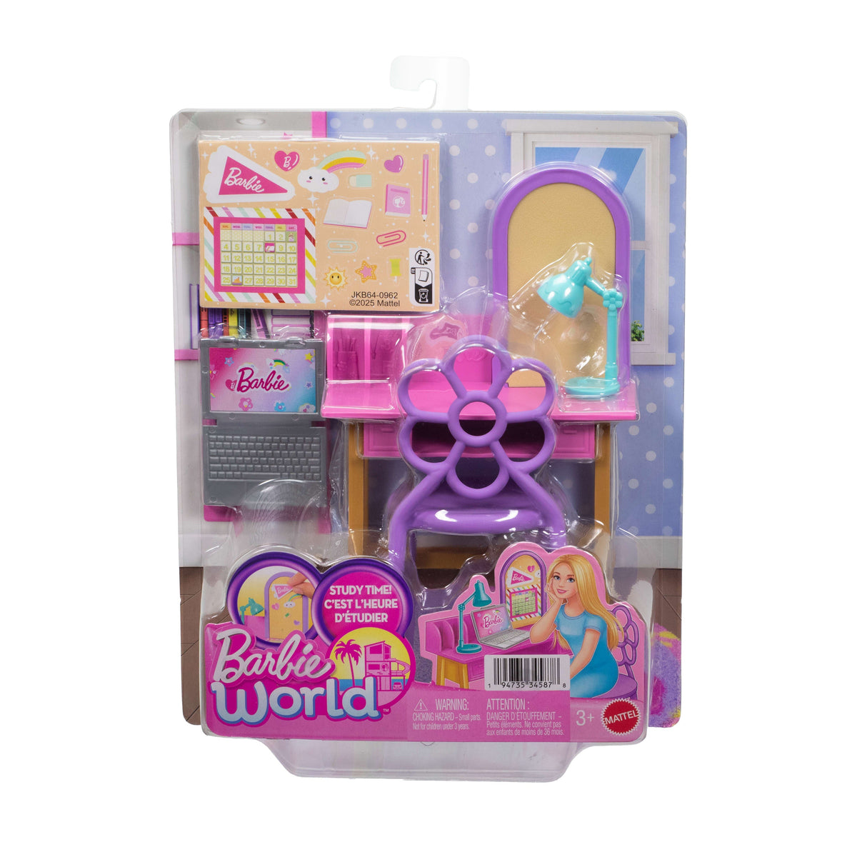 Barbie World Desk Playset With 4 Study Time-Themed Pieces Including Furniture & Sticker Sheet