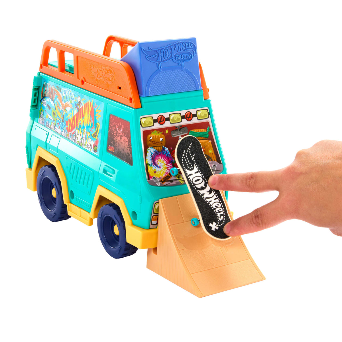 Hot Wheels Skate Tony Hawk Skate Van Playset With Exclusive Fingerboard & Removable Skate Shoes