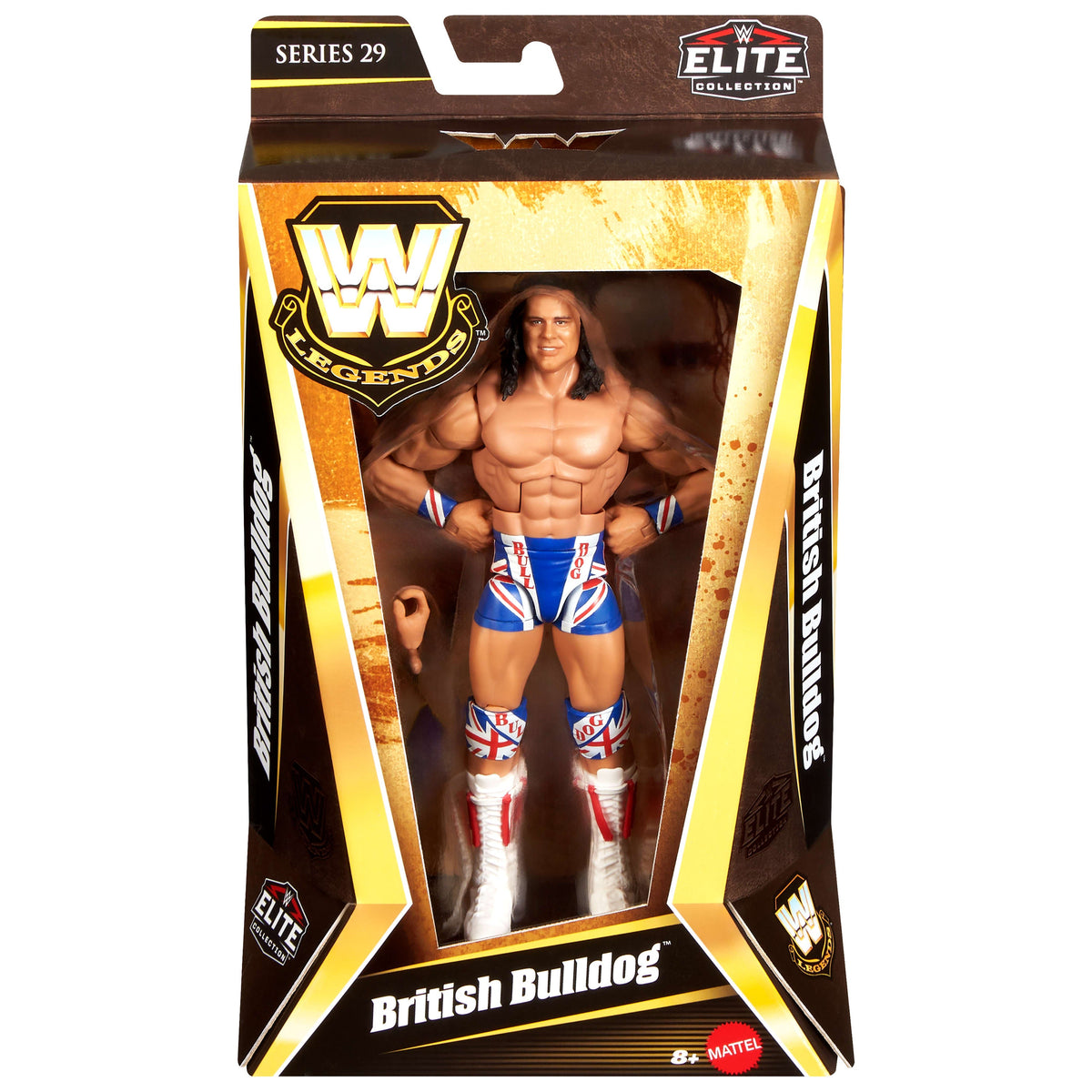 WWE Elite Legends British Bulldog Action Figure & Accessories, Series 29 6-inch Collectible Set