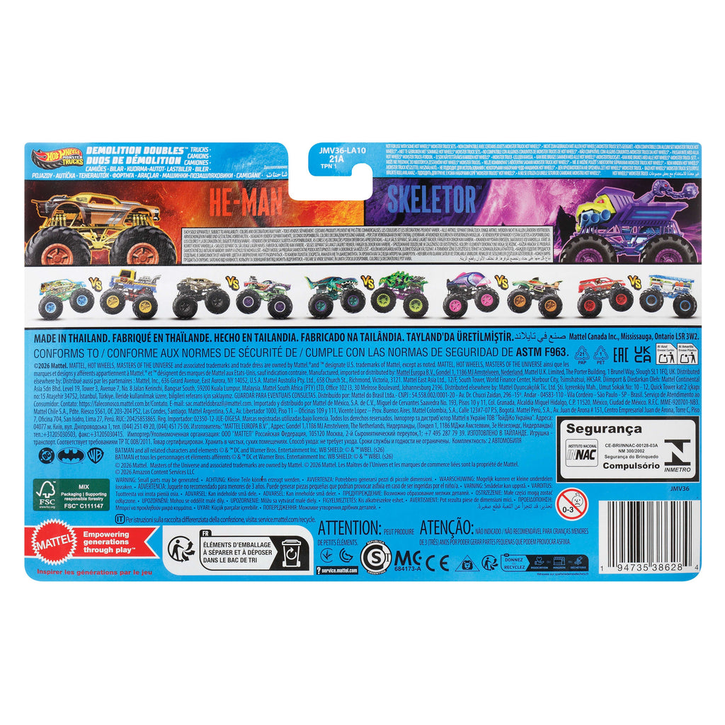 Hot Wheels Monster Trucks Veículo de Brinquedo Masters of the Universe Pacote com 2 autos