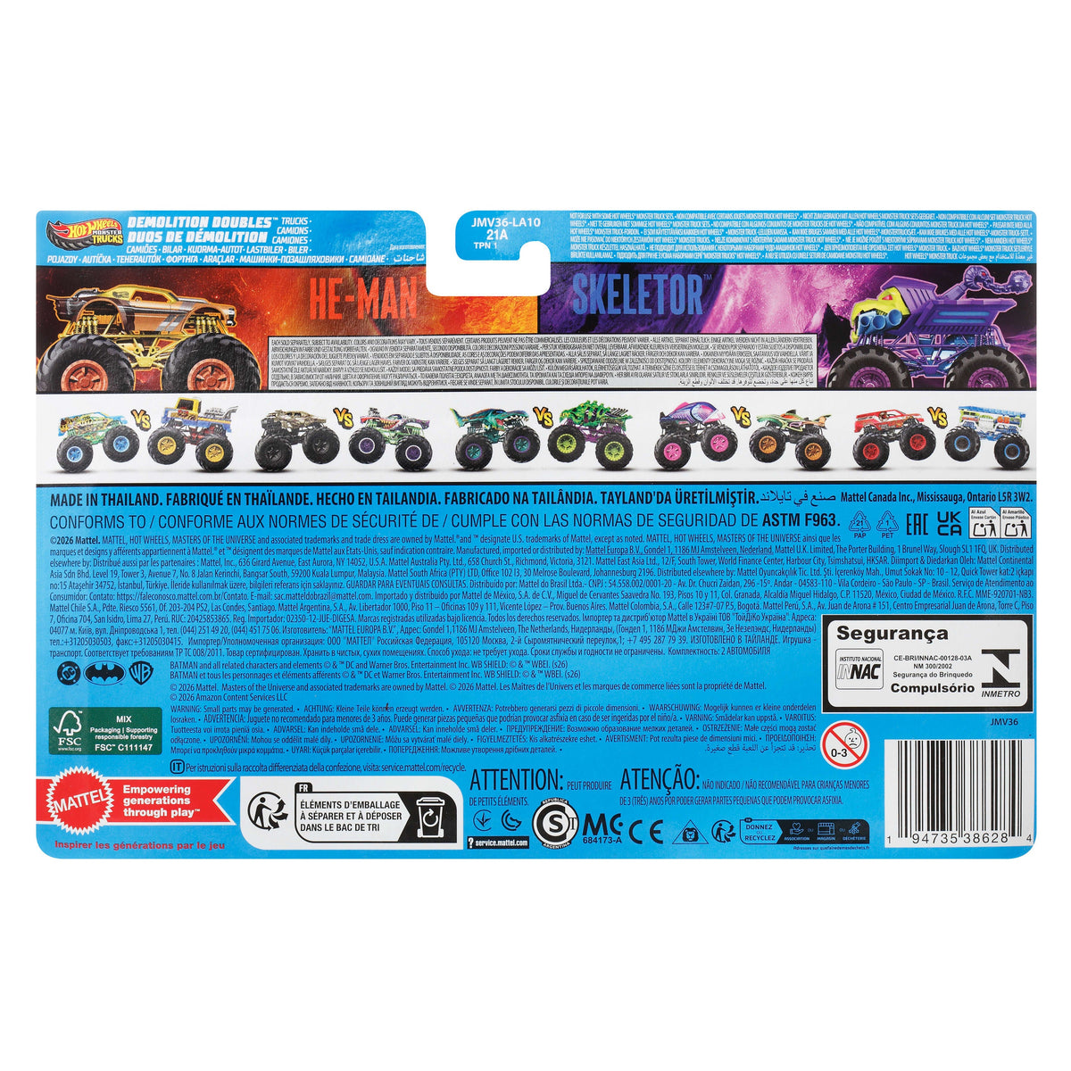 Hot Wheels Monster Trucks Veículo de Brinquedo Masters of the Universe Pacote com 2 autos