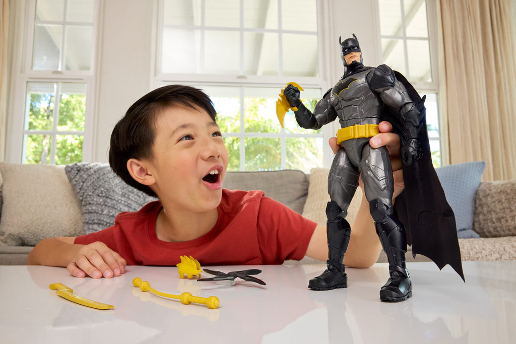 DC Crime Crusher Batman Action Figure, 25 Plus Phrases & Sounds, Articulation, 4 Weapons