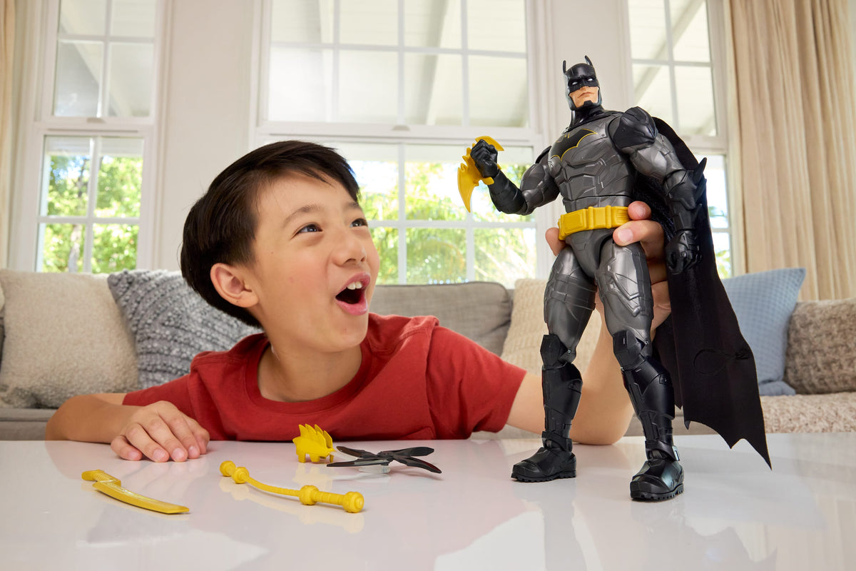 DC Crime Crusher Batman Action Figure, 25 Plus Phrases & Sounds, Articulation, 4 Weapons