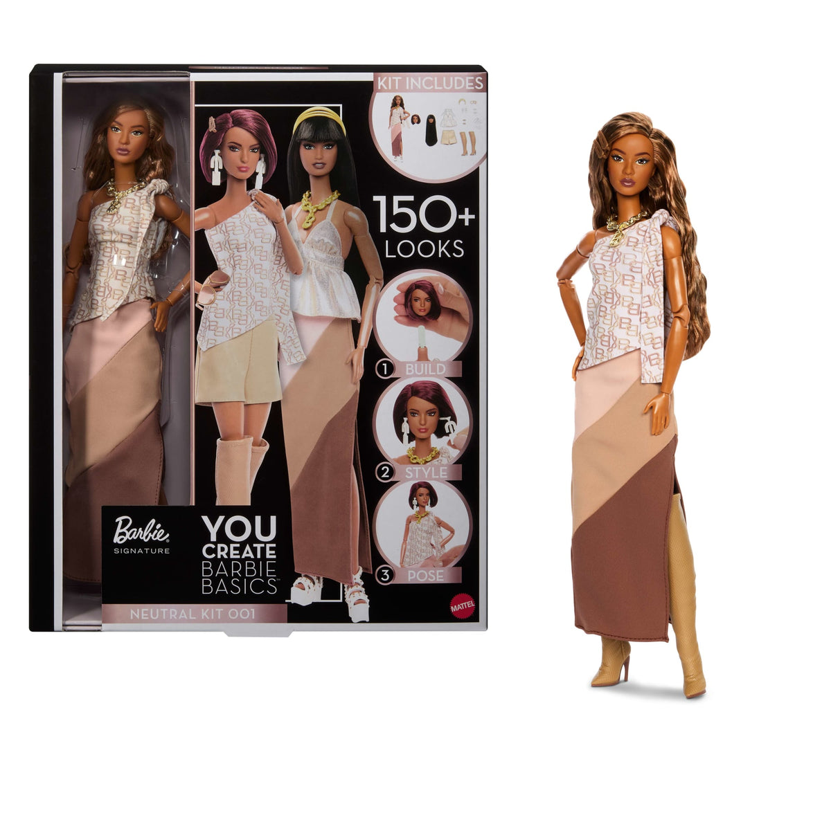 Barbie You Create Barbie Basics Neutral Kit 001, Customizable Fashion Doll & Universal-Fit Clothing