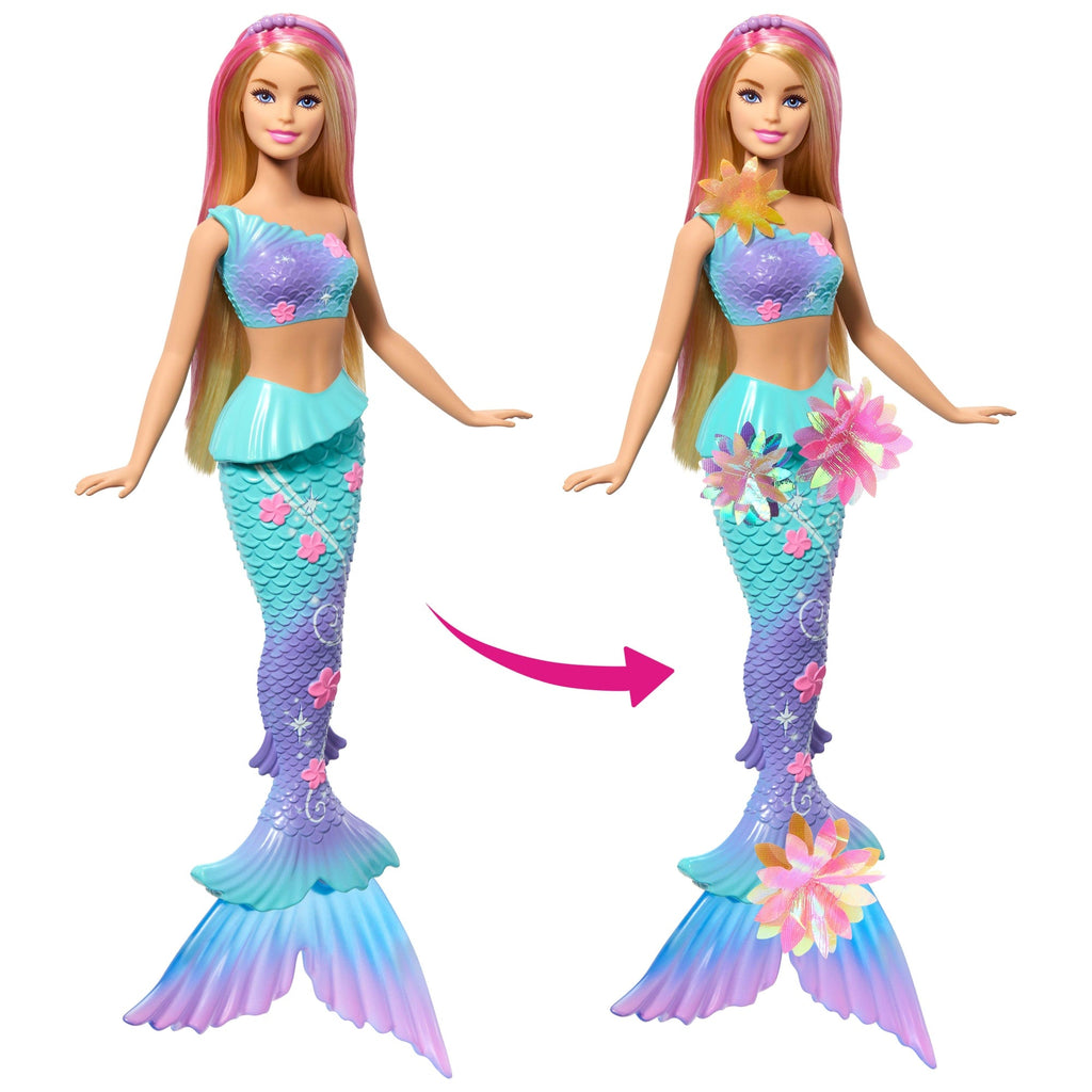 Barbie Fantasía Muñeca Sirena con Transformación de Flores Cabello Rosa