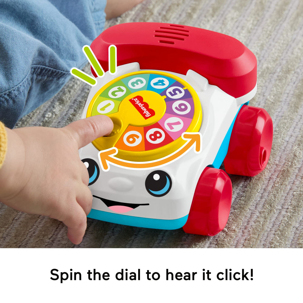 Fisher-Price Chatter Telephone Vehicle Push-Along Toy With Sounds For Baby & Toddler