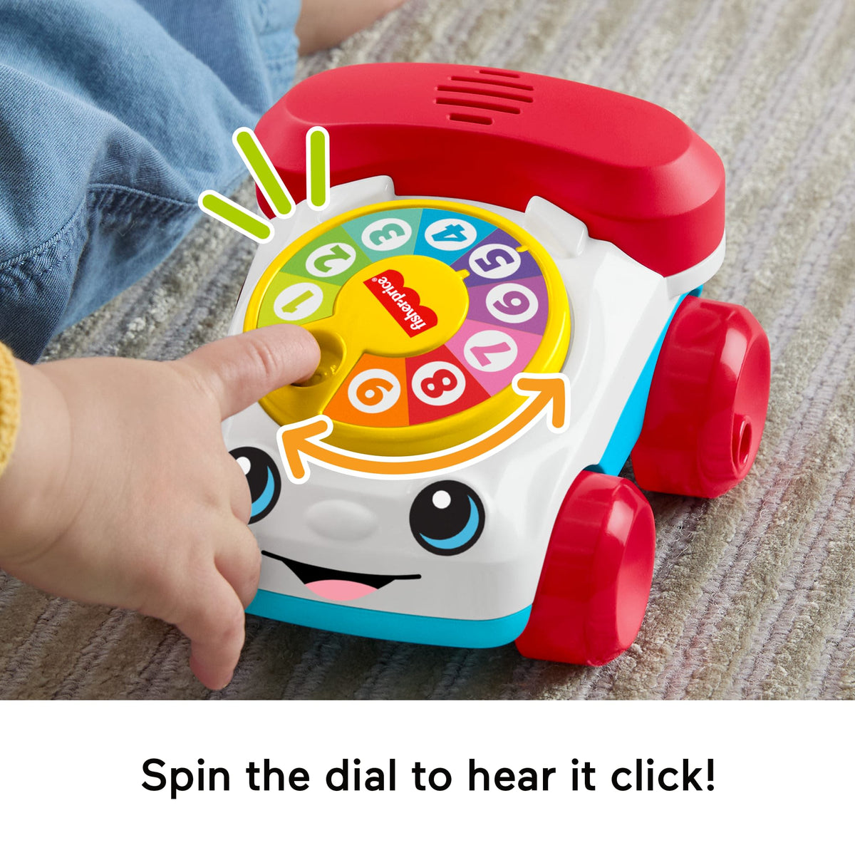 Fisher-Price Chatter Telephone Vehicle Push-Along Toy With Sounds For Baby & Toddler