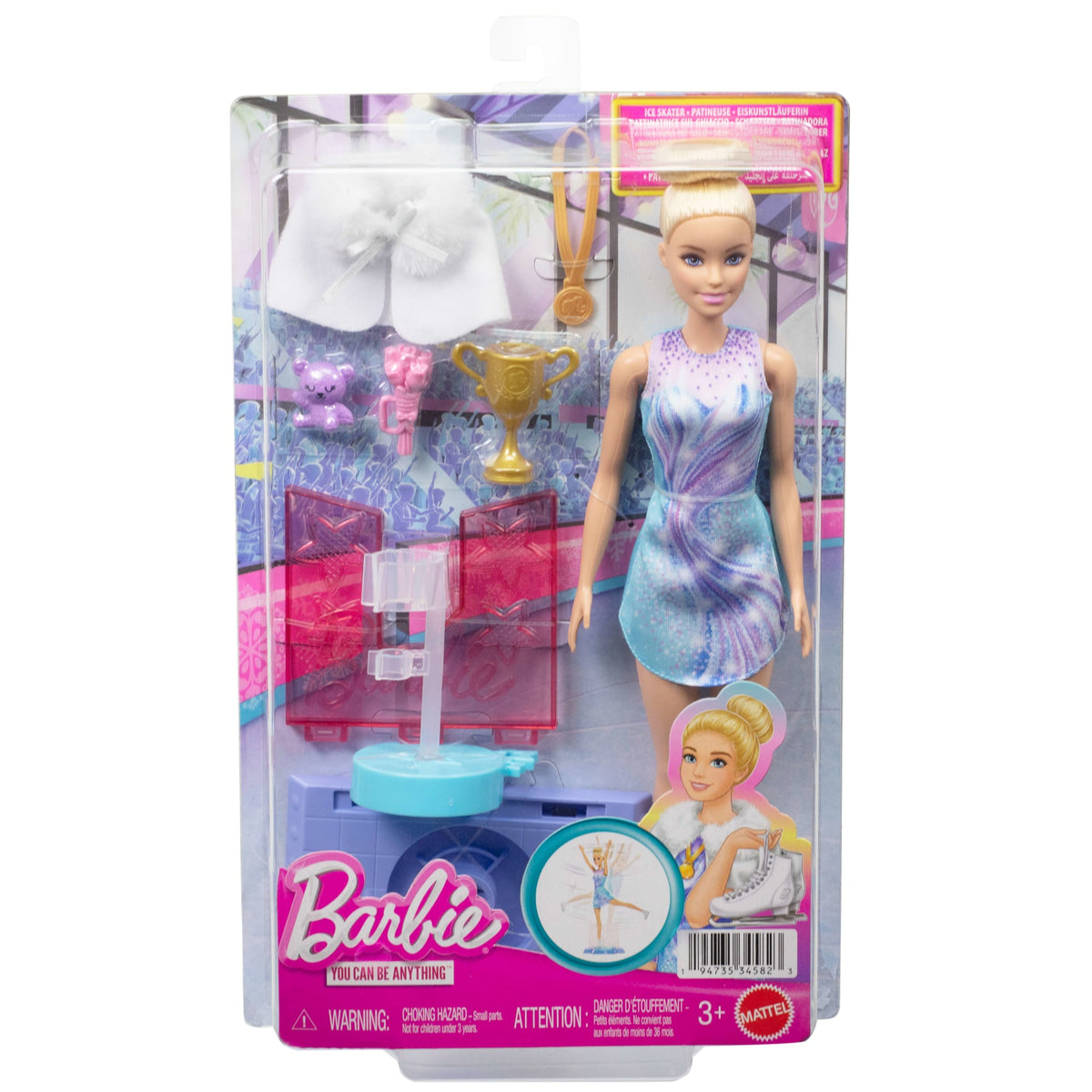 Barbie Ice Skating Doll With Spinning Platform And 5 Themed Accessories