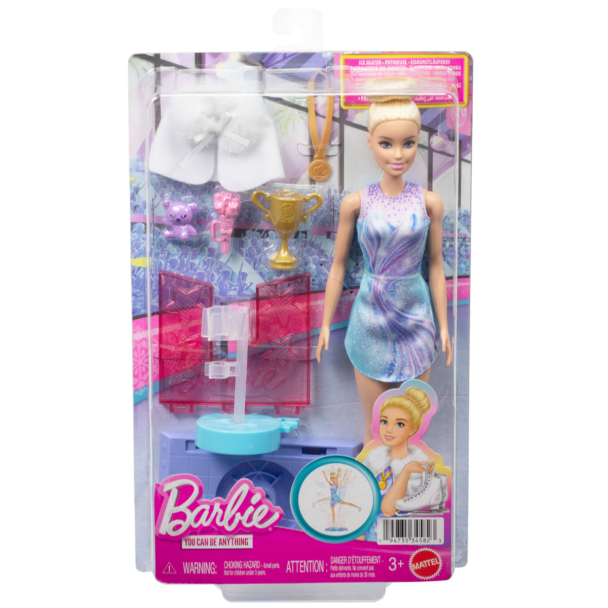 Barbie Ice Skating Doll With Spinning Platform And 5 Themed Accessories