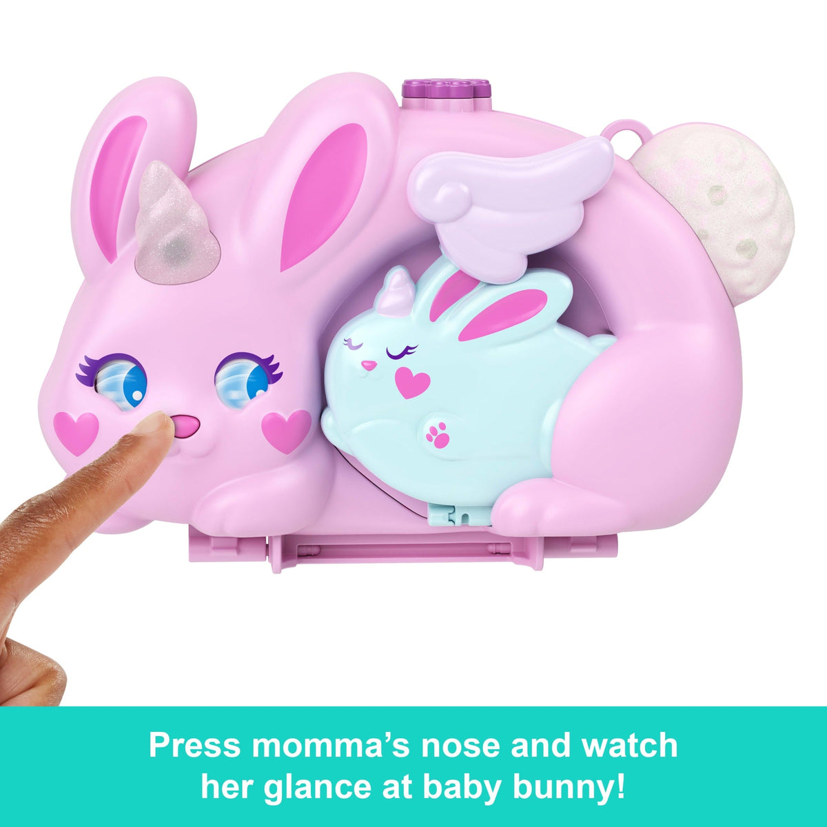 Polly Pocket 2-in-1 Bunny Fun Compact, Wearable Purse Playset With 2 Dolls & 12 Accessories including Pets
