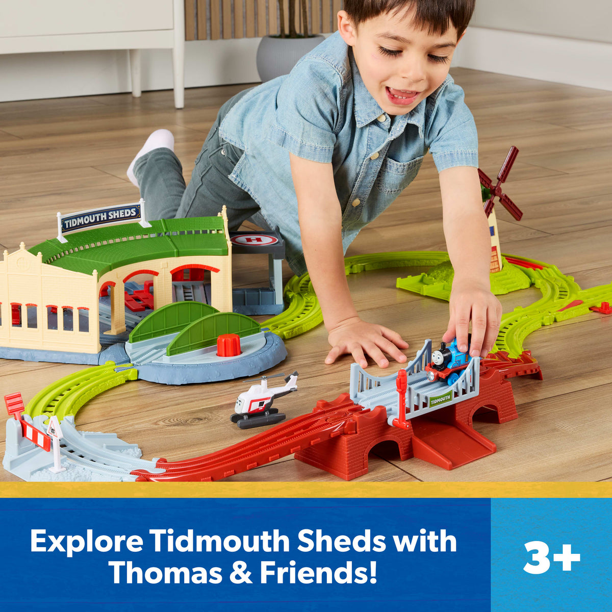 Thomas & Friends Exploring Tidmouth Sheds Train Set By Fisher-Price, With Engine & Helicopter