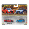 Hot Wheels Premium Kultowe auta 2-pak Mitsubishi Lancer Evolution IX Wagon + Subaru Forester Samochody 1:64 Zestaw autek Zabawki 3+