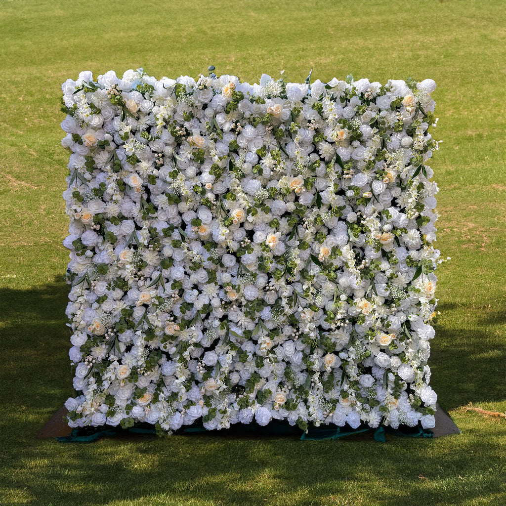 Exquisite All - White Artificial Flower Wall - The Epitome of Elegant and Romantic Style for Weddings and Events-VF-805