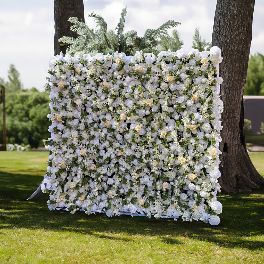 Exquisite All - White Artificial Flower Wall - The Epitome of Elegant and Romantic Style for Weddings and Events-VF-805