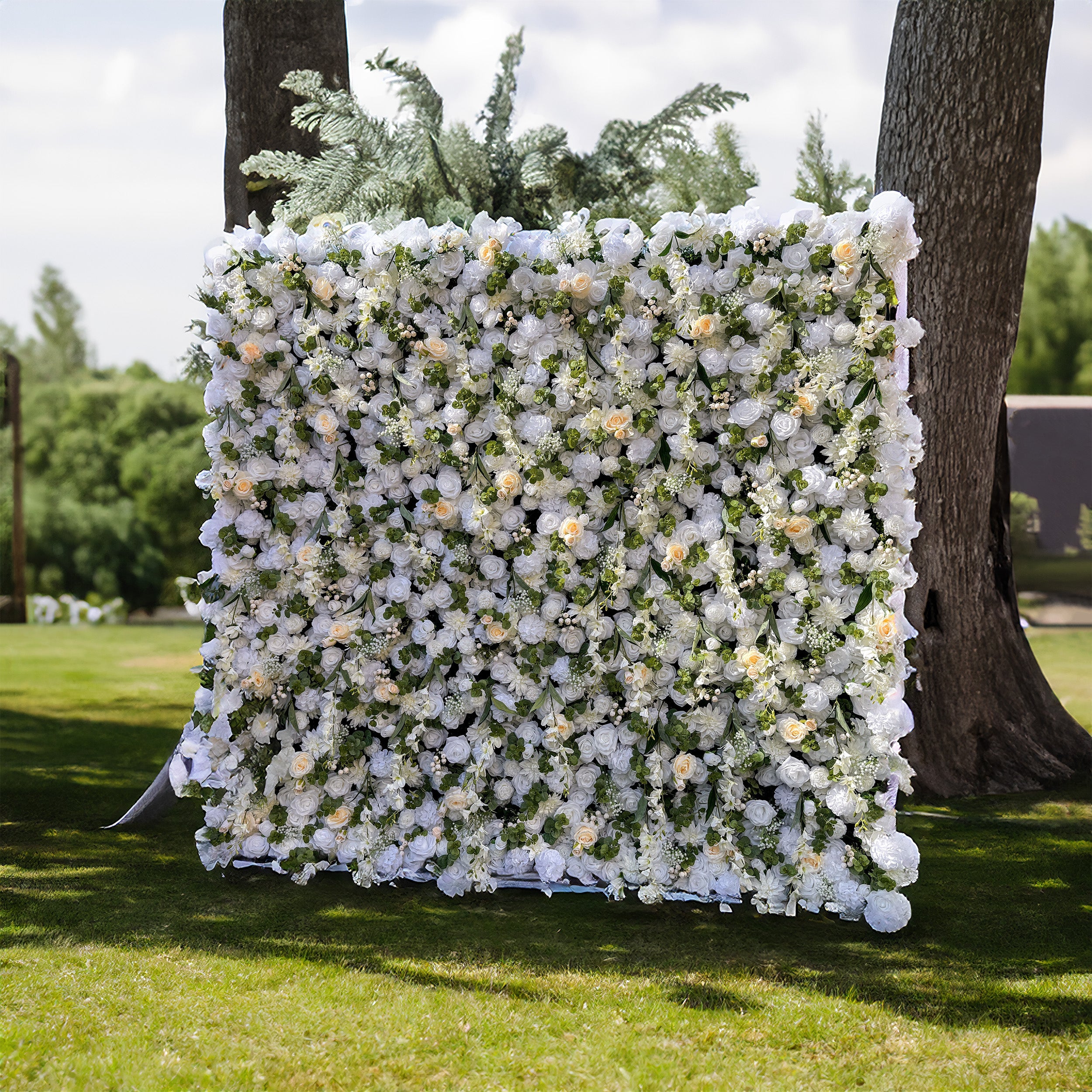 Exquisite All - White Artificial Flower Wall - The Epitome of Elegant and Romantic Style for Weddings and Events-VF-805