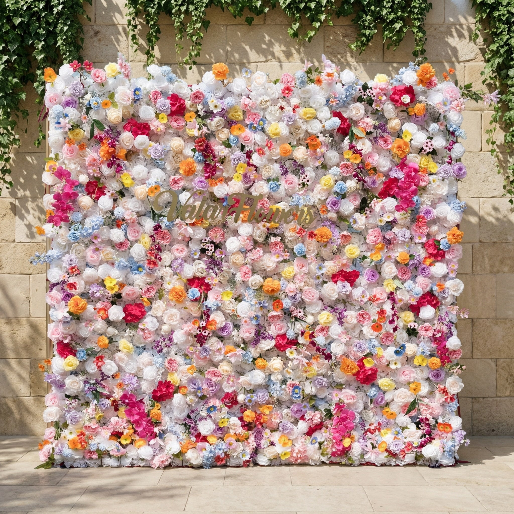 ValarFlowers Vibrant and Lush Multicolored Artificial Flower Wall VF-811-2