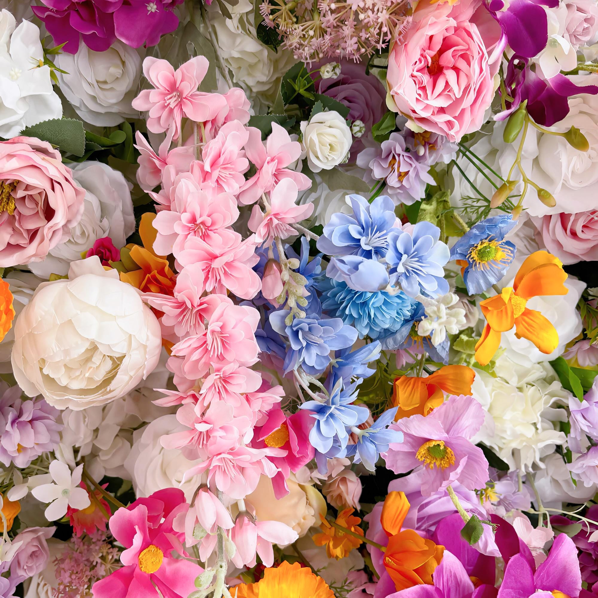 Vibrant Multicolor Artificial Flower Backdrop: Lush Mixed Blooms for Weddings & Events - Ideal for Every Celebration -VF-811-3
