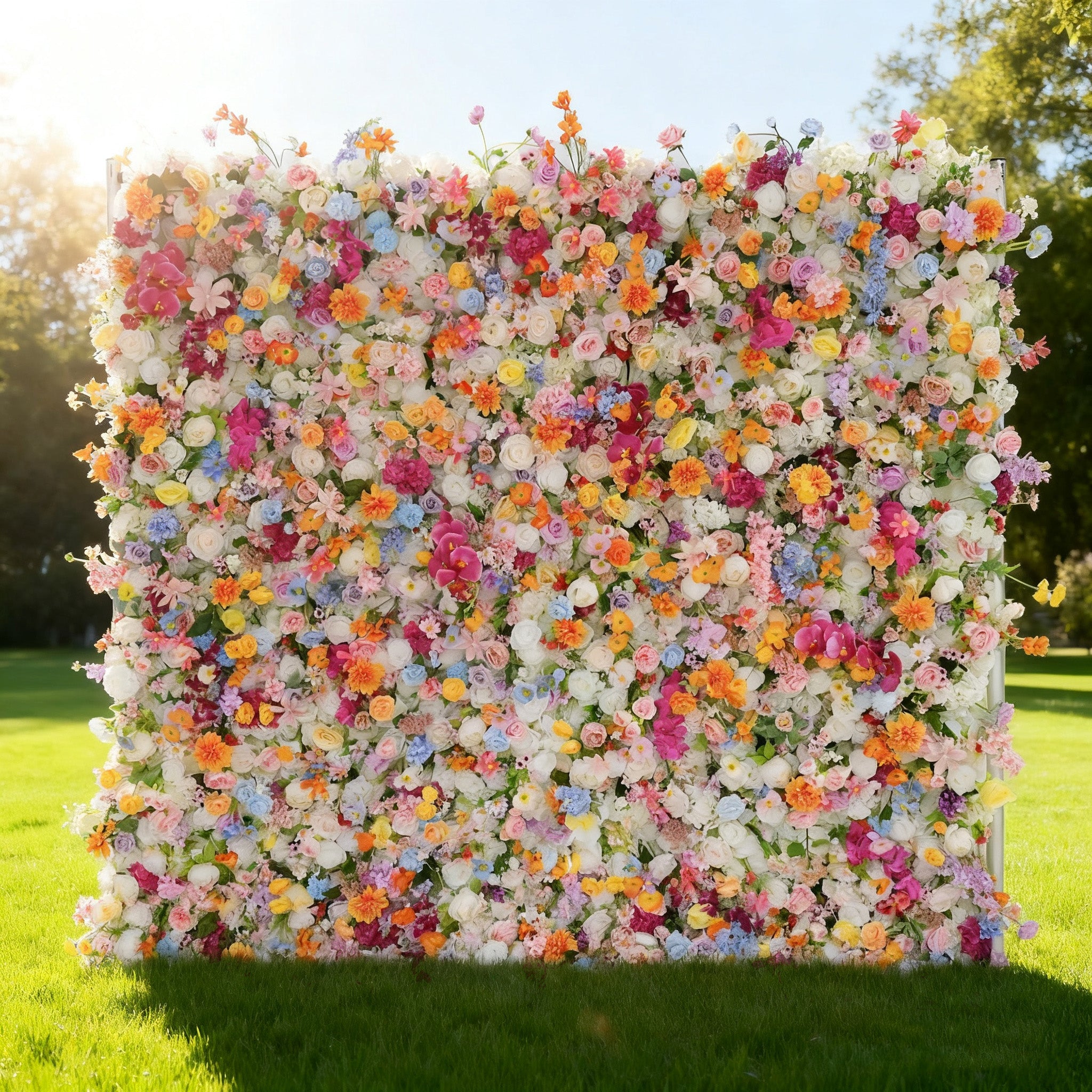 Vibrant Multicolor Artificial Flower Backdrop: Lush Mixed Blooms for Weddings & Events - Ideal for Every Celebration -VF-811-3