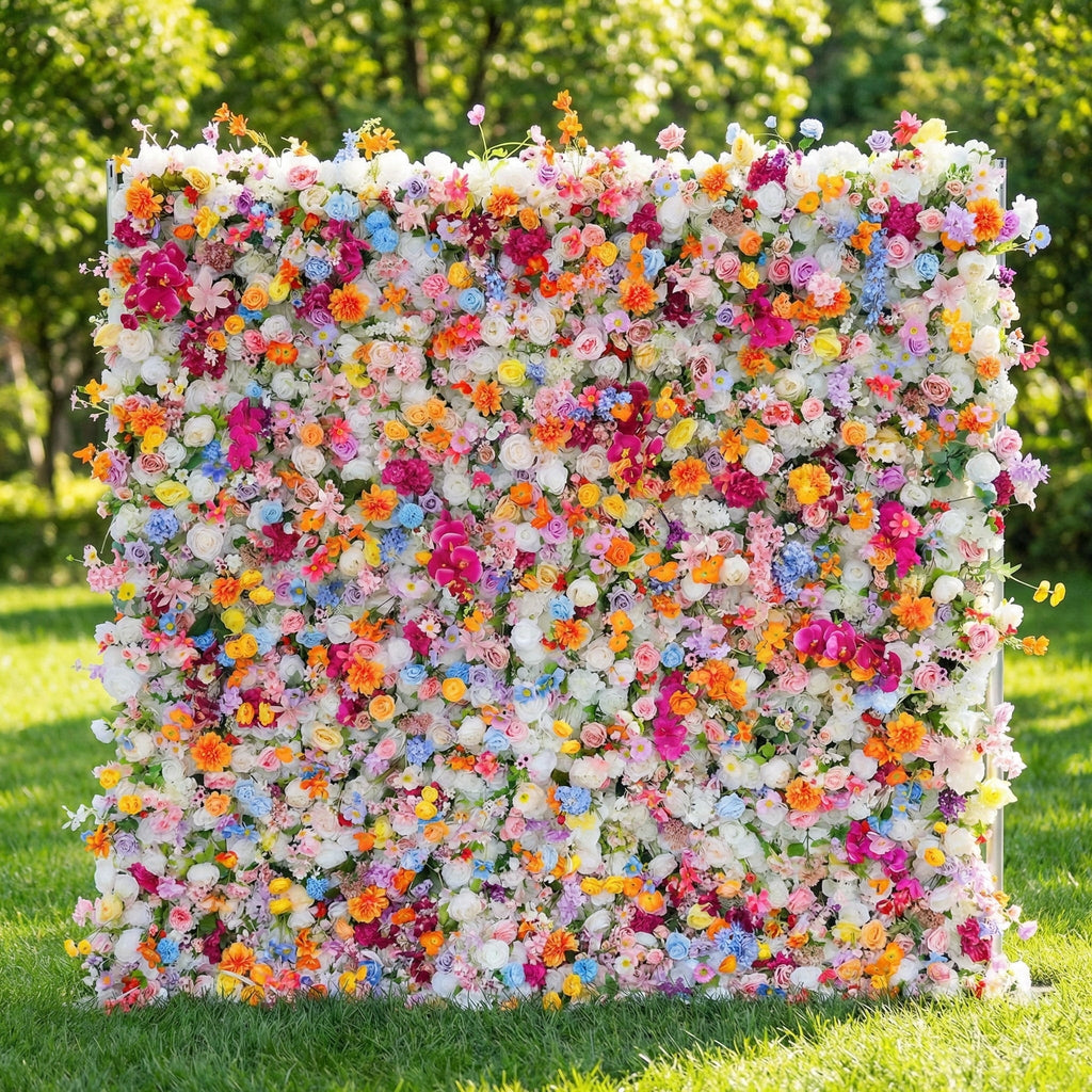 Vibrant Multicolor Artificial Flower Backdrop: Lush Mixed Blooms for Weddings & Events - Ideal for Every Celebration -VF-811-3