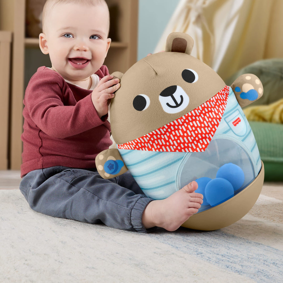 Fisher-Price Infant Juguete para Bebés Oso Empuja y Tambalea