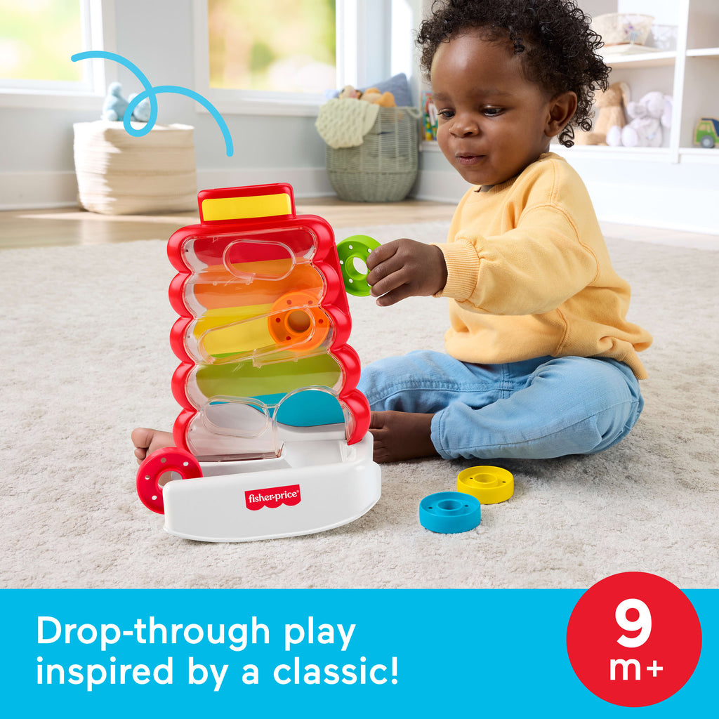 Fisher-Price Drop Through Rock-A-Stack Baby & Toddler Developmental Activity Toy, 5 Coins