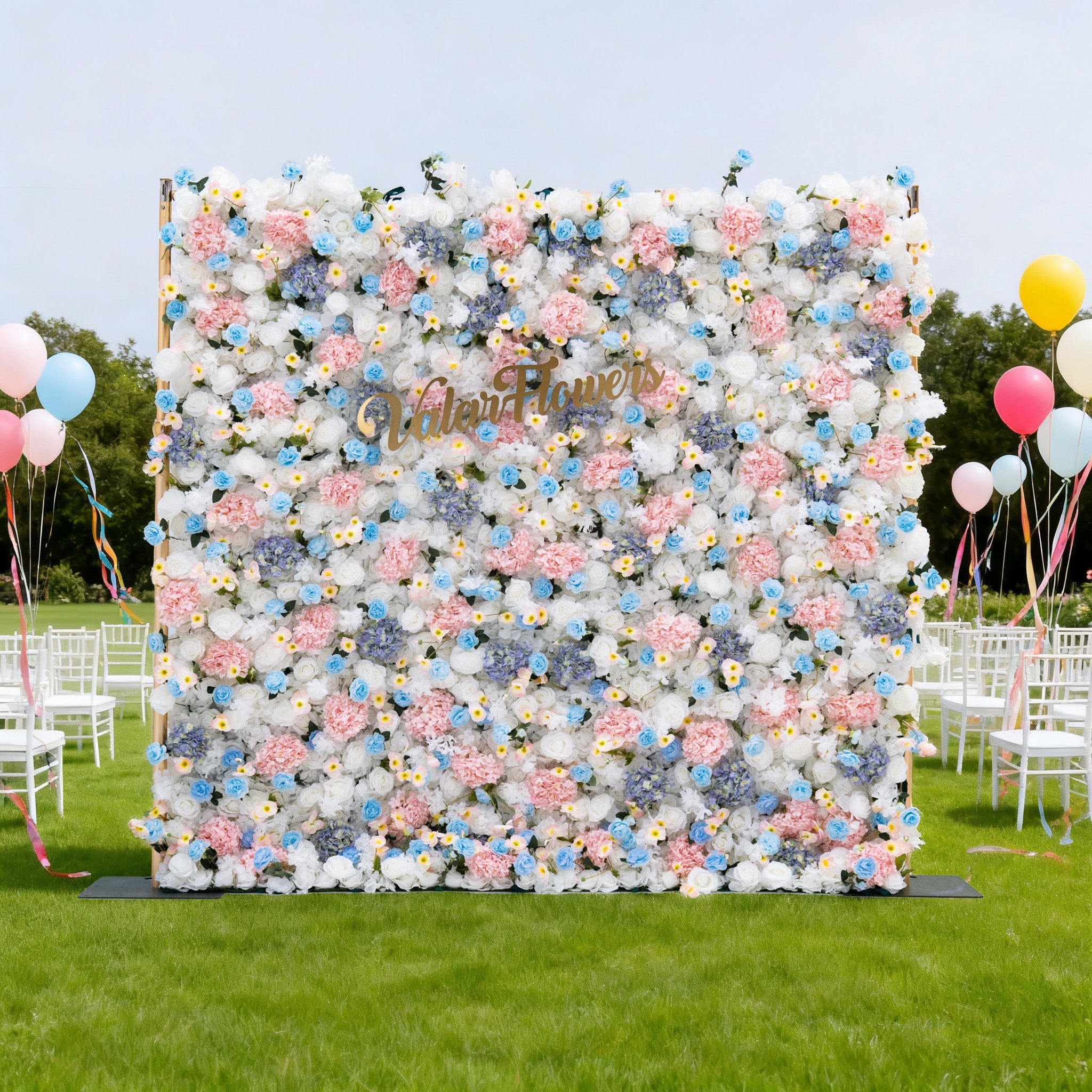 ValarFlowers Pastel Blue. Pink and White Floral Backdrop: A Dreamy Elegance for Weddings and Special Occasions And Proposals and Outdoor Events and Photography - VF - 826
