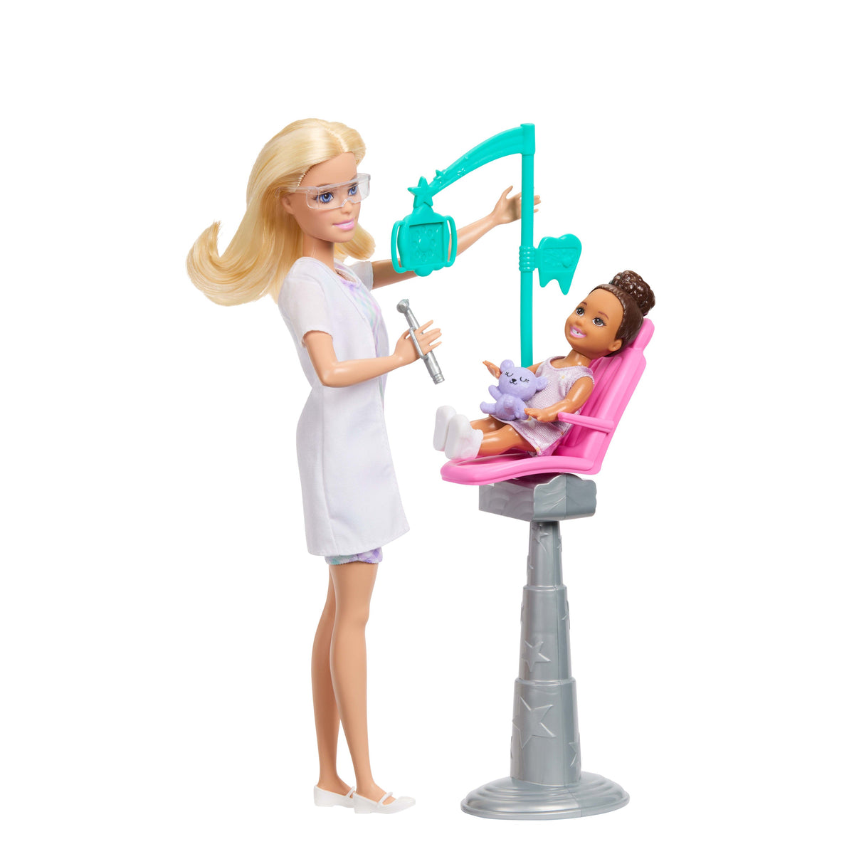 Barbie Careers Dentist Playset With Blonde Fashion Doll, Small Doll, Examination Chair & Accessories