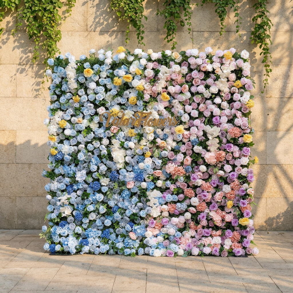 Valar Flowers Rainbow Gradient Bloom Mix Rose Flower Wall Backdrop - VF-830