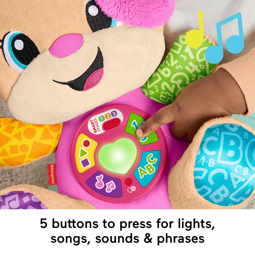 Fisher-Price Laugh & Learn Smart Stages Sis Pink Plush Baby Musical Learning Toy, Multilanguage Version