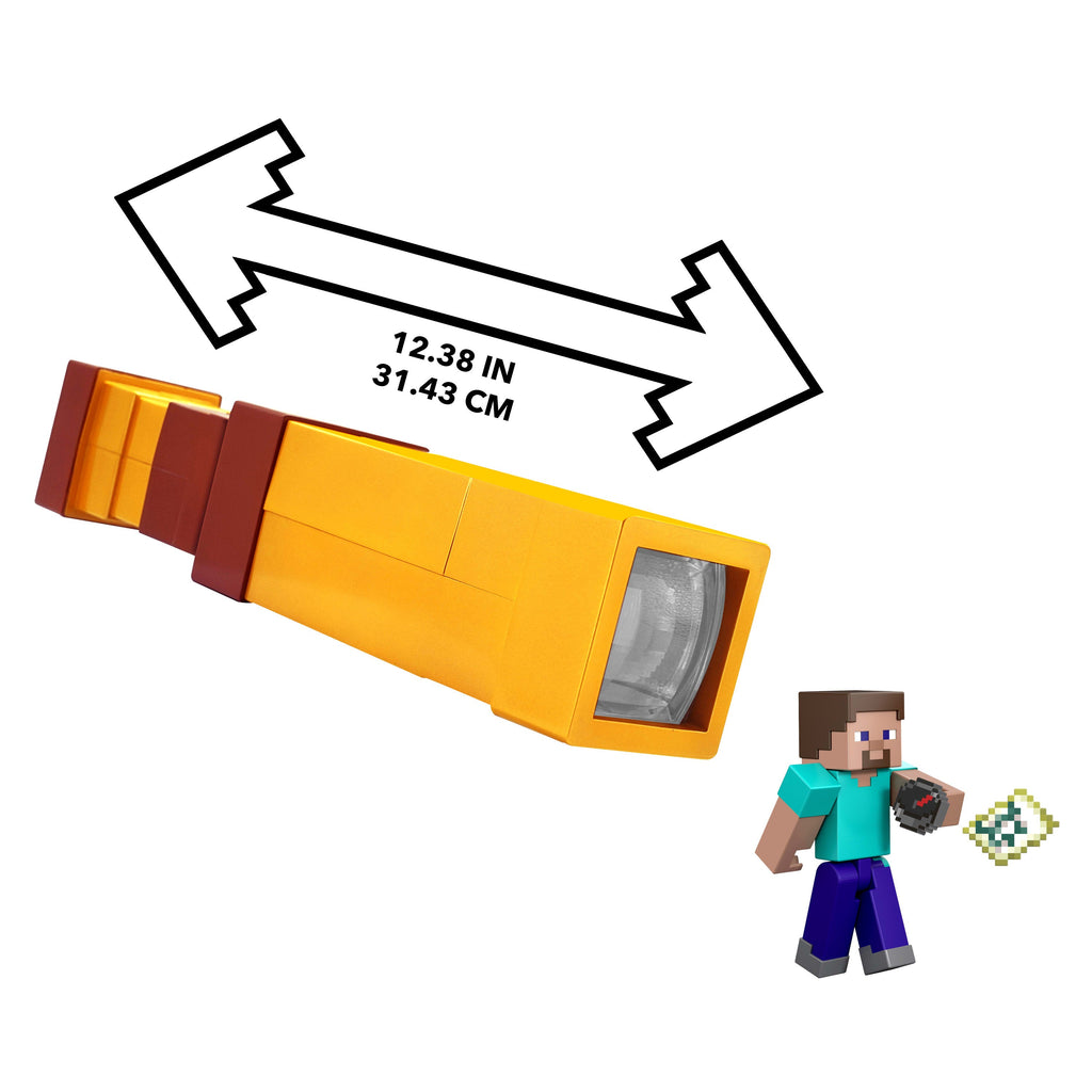 Minecraft Pixel Spyglass & Steve Action Figure Set, Kid-Sized Pixelated Role-Play Viewer