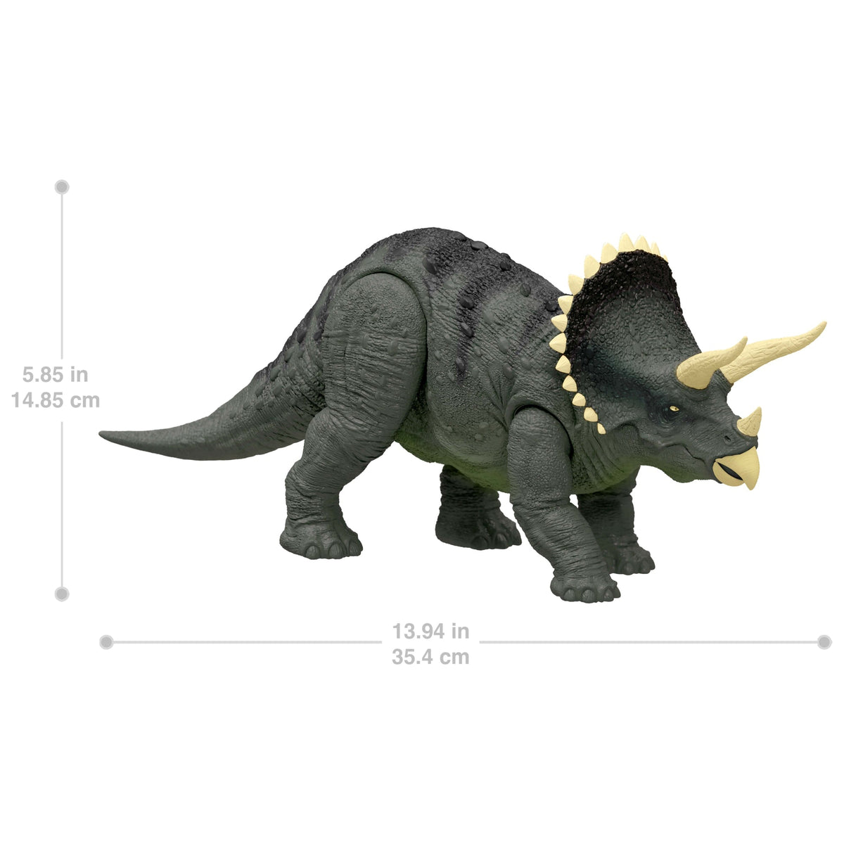Jurassic World Reimagined Real Feel Triceratops Roaring Dinosaur Figure, 90S Inspired Toy